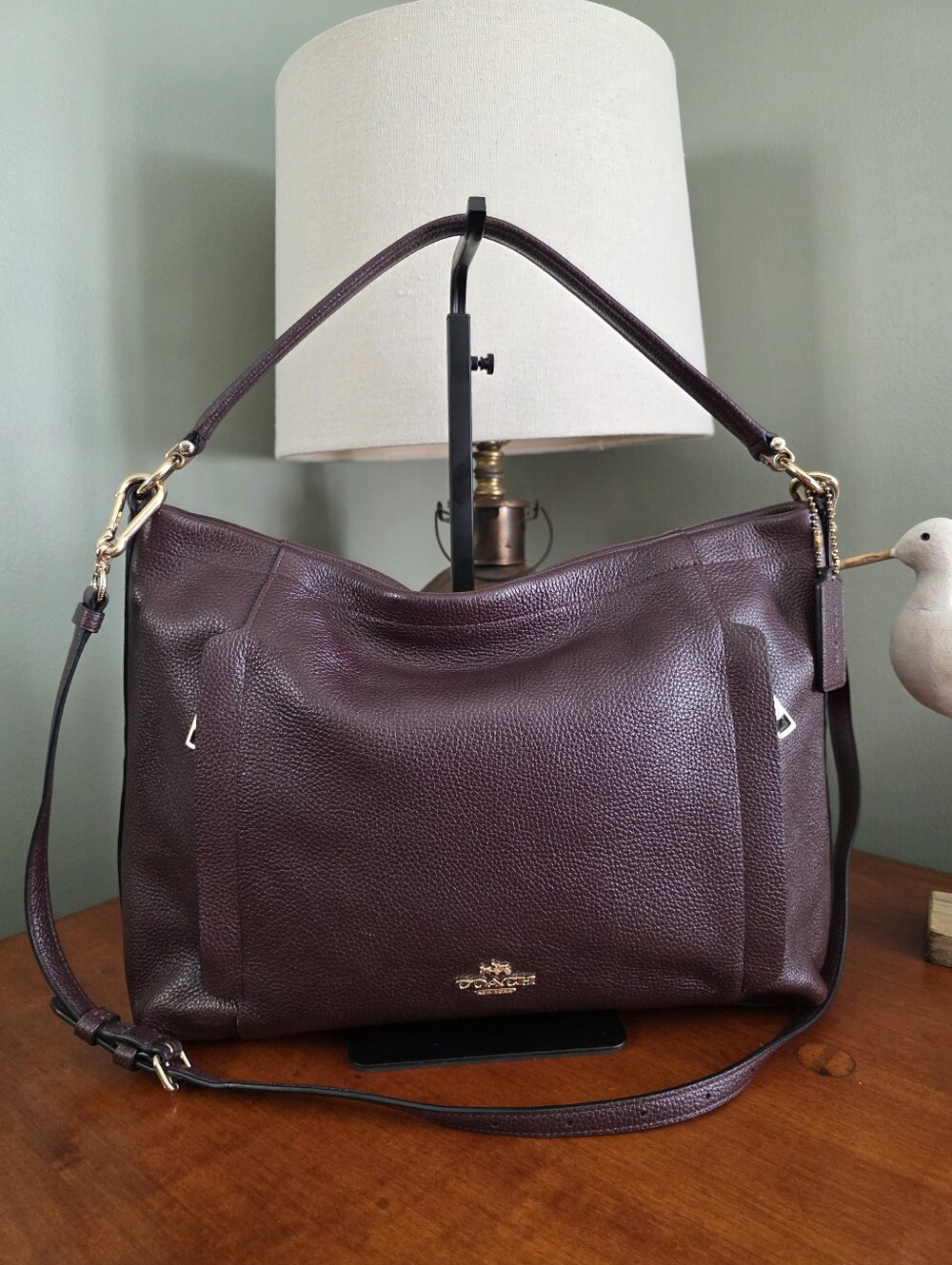Coach 24770 Scout Hobo Oxblood Pebbled Leather Shoulder Bag Purse
